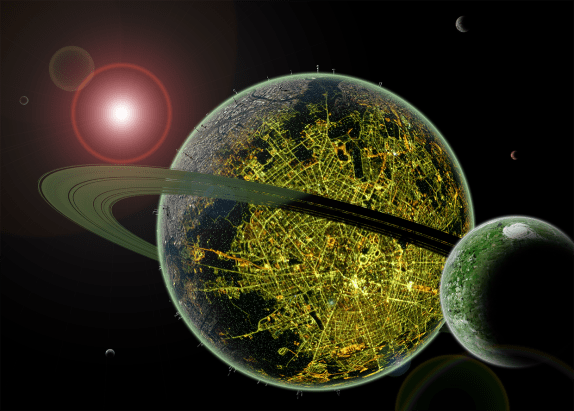 A planet covered by a city